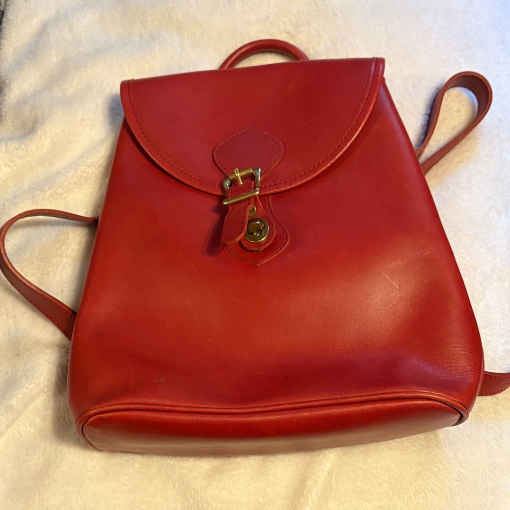 Elegant Red Leather Backpack